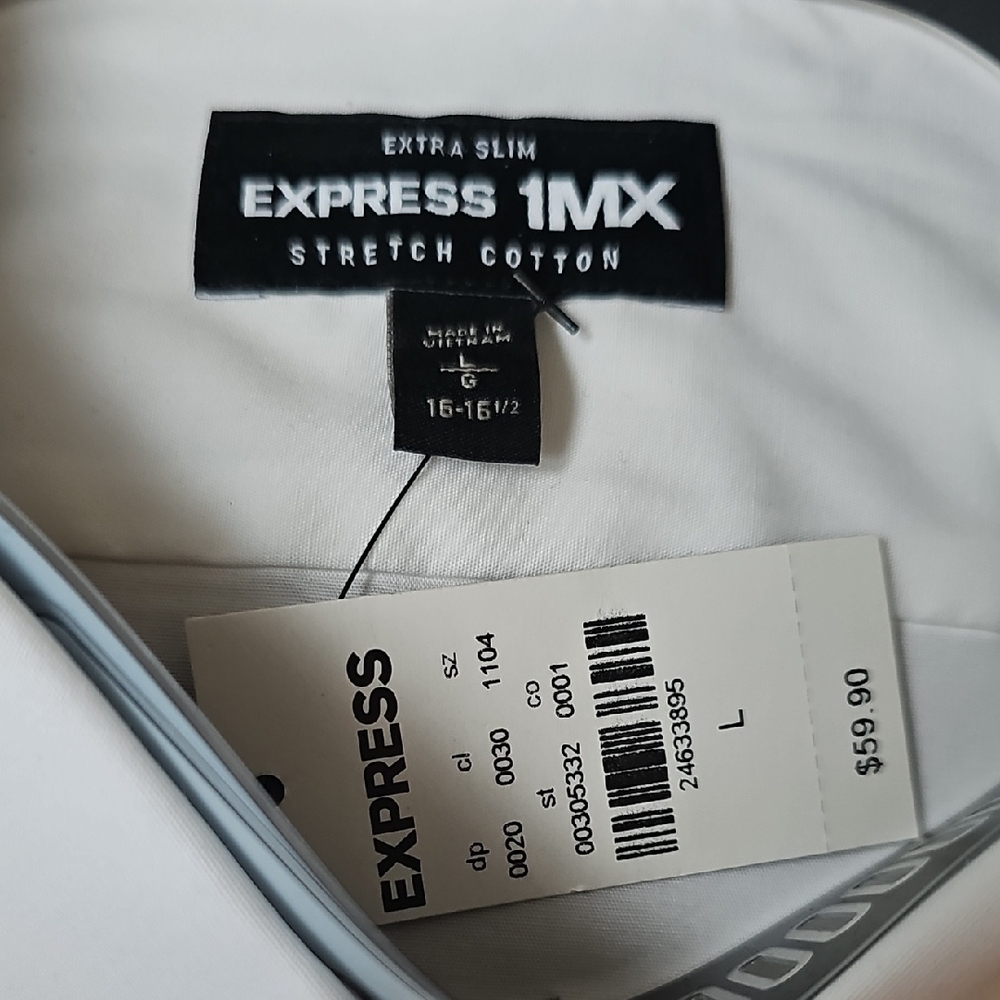 Express Men's Extra Slim White 1MX Dress Shirt - Picture 2 of 3